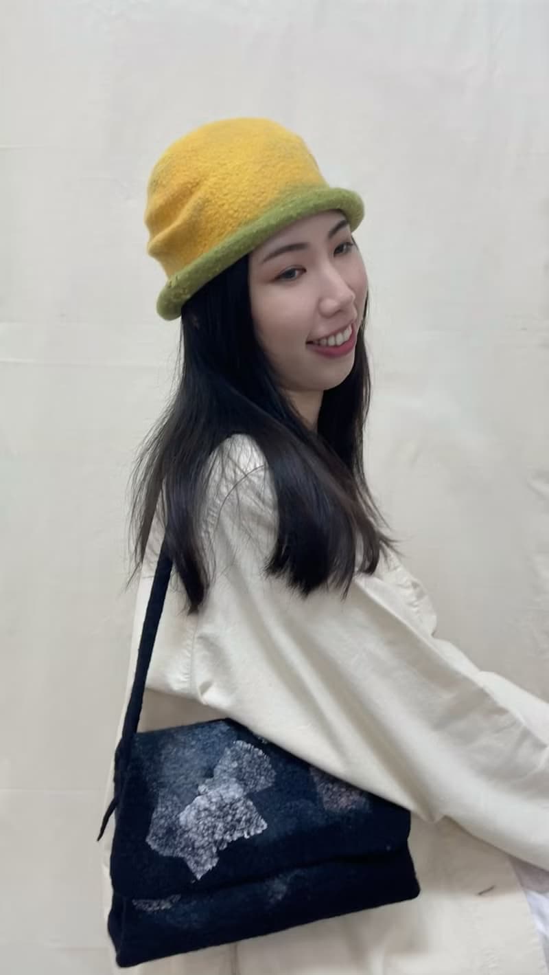 絲光美麗諾羊毛特殊造型帽 - 晨光檸檬