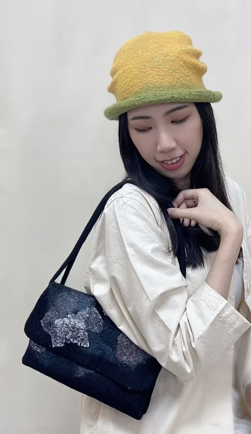 絲光美麗諾羊毛特殊造型帽 - 晨光檸檬