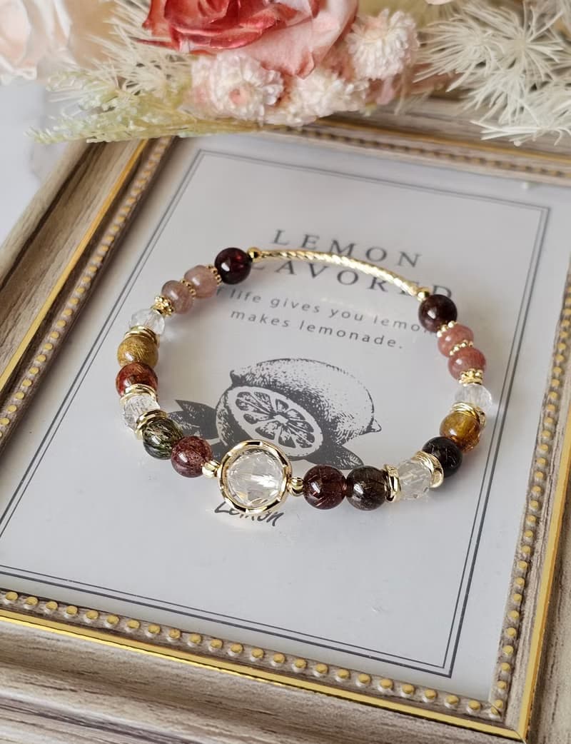 晨光彩舞-彩髮晶/白水晶/兩款限定各一條/水晶手鍊/豐盛水晶