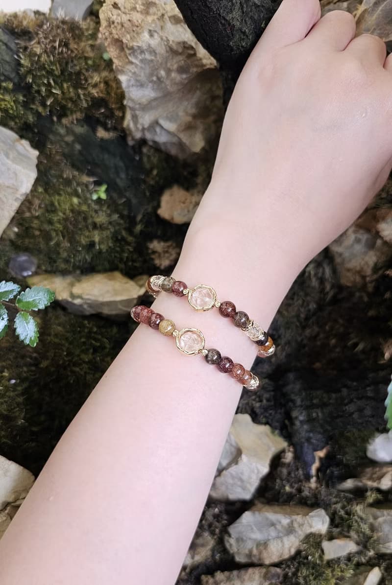 晨光彩舞-彩髮晶/白水晶/兩款限定各一條/水晶手鍊/豐盛水晶