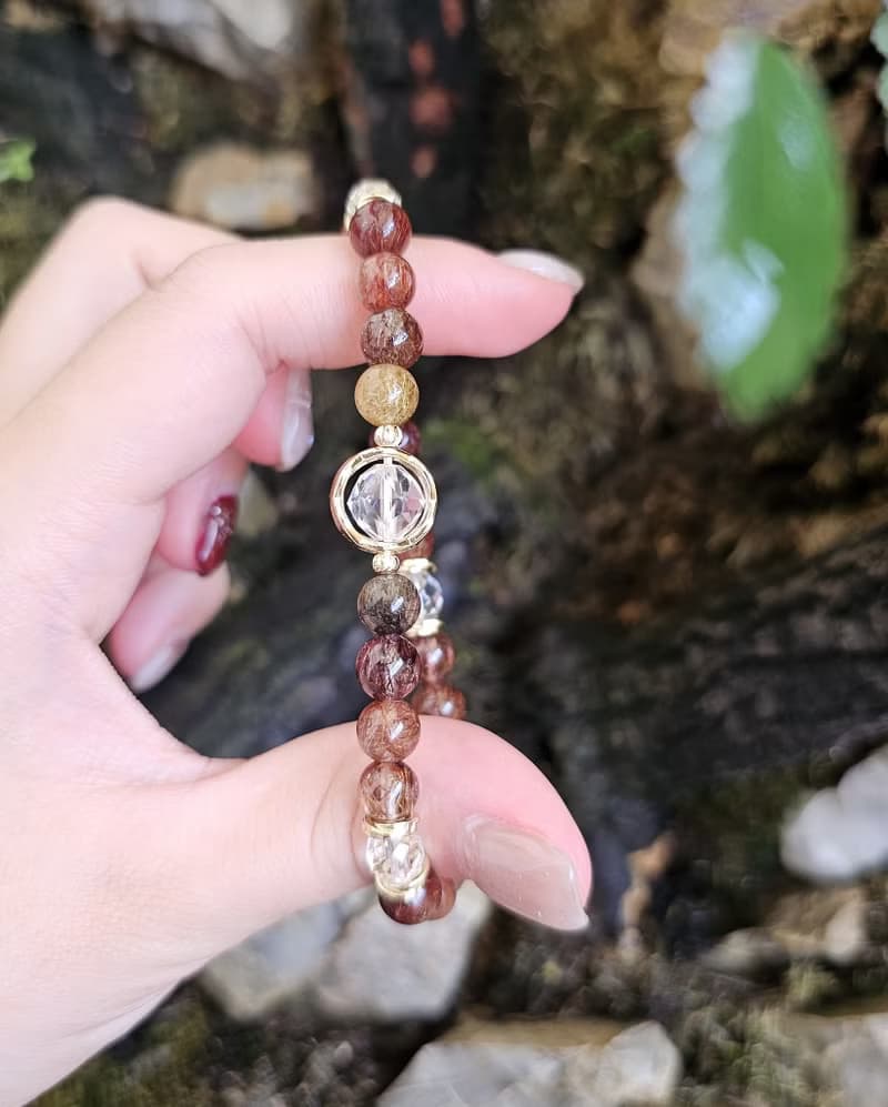 晨光彩舞-彩髮晶/白水晶/兩款限定各一條/水晶手鍊/豐盛水晶