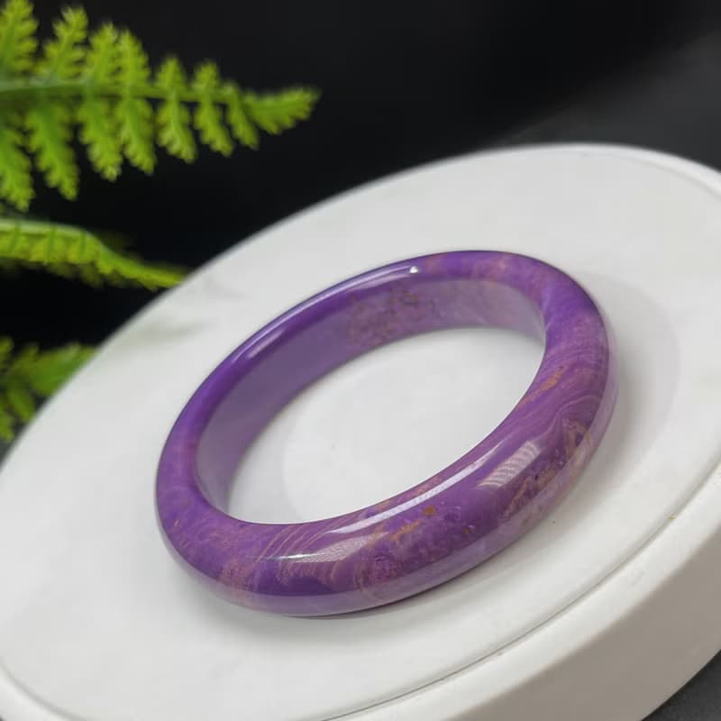 優質夢幻紫雲母手鐲 55MM 高瓷天眼飄花 情人石手環 色澤濃郁優雅