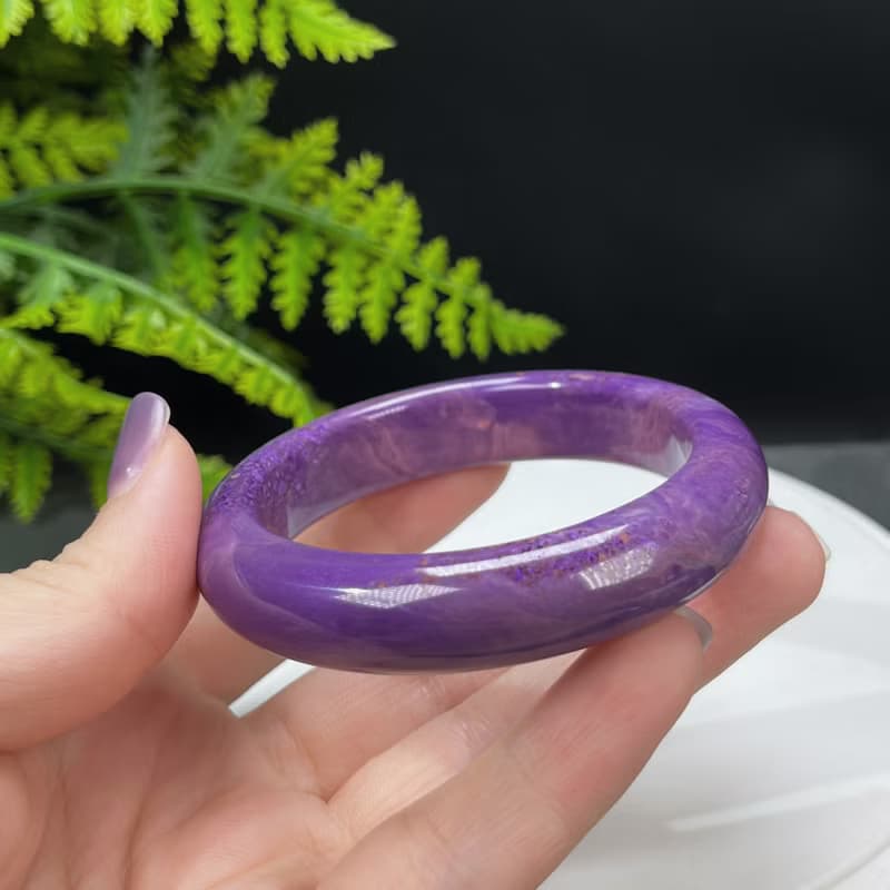 優質夢幻紫雲母手鐲 55MM 高瓷天眼飄花 情人石手環 色澤濃郁優雅