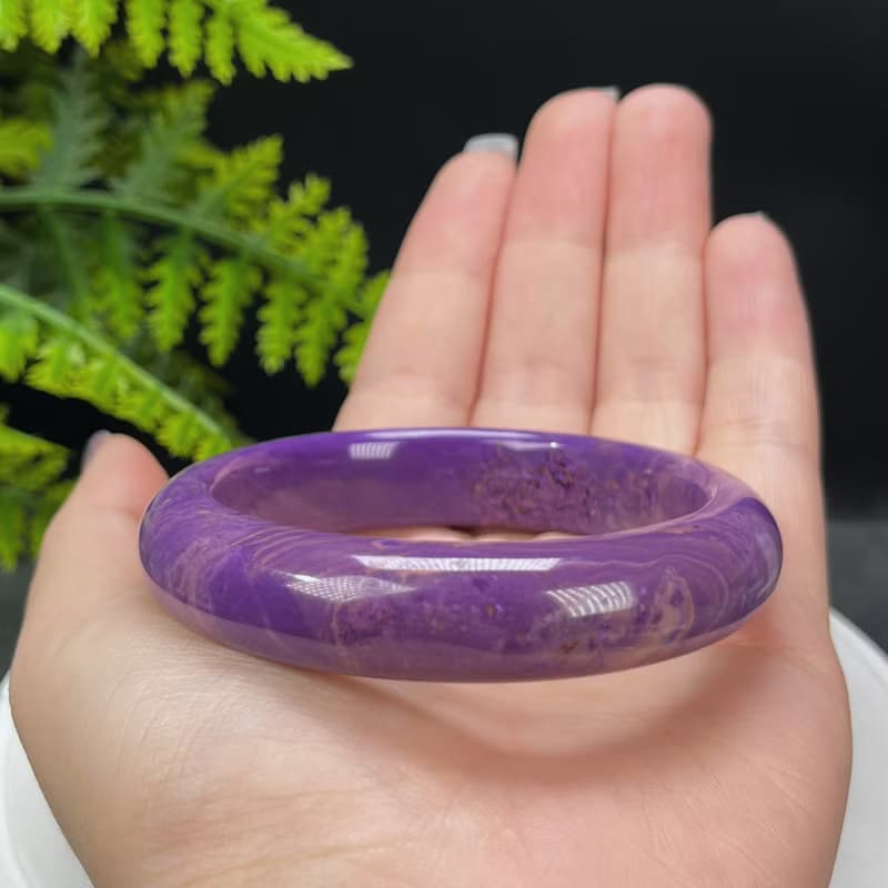 優質夢幻紫雲母手鐲 55MM 高瓷天眼飄花 情人石手環 色澤濃郁優雅