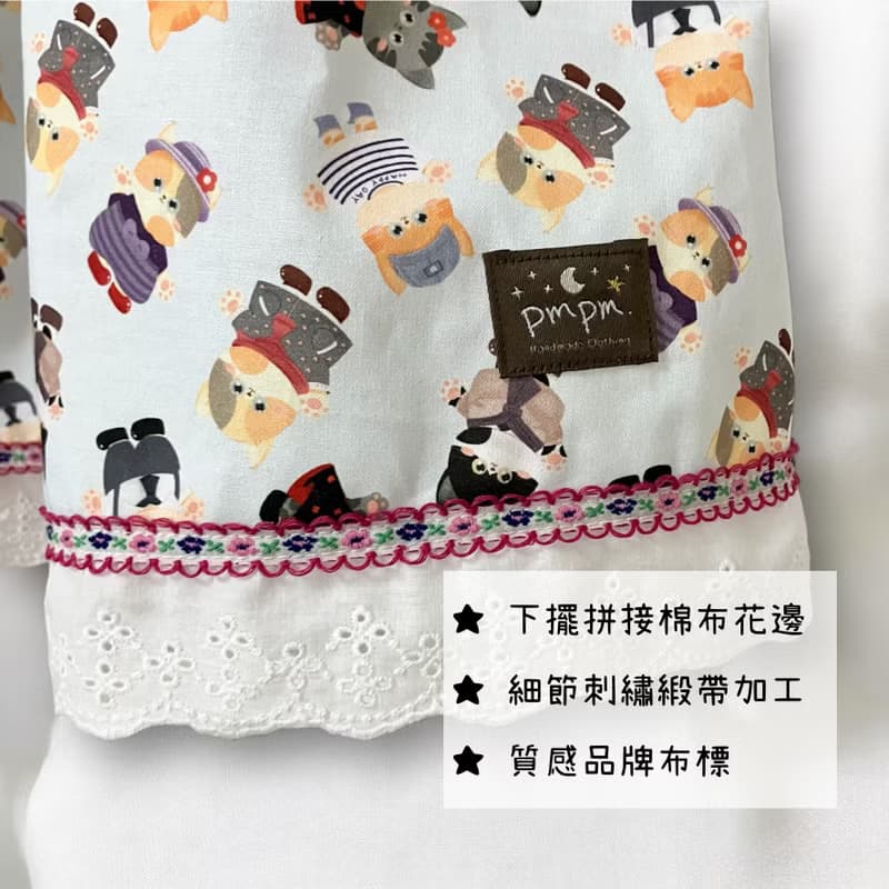 跳舞貓咪 撞色重工拼接  細節控 手工洋裝 女童洋裝