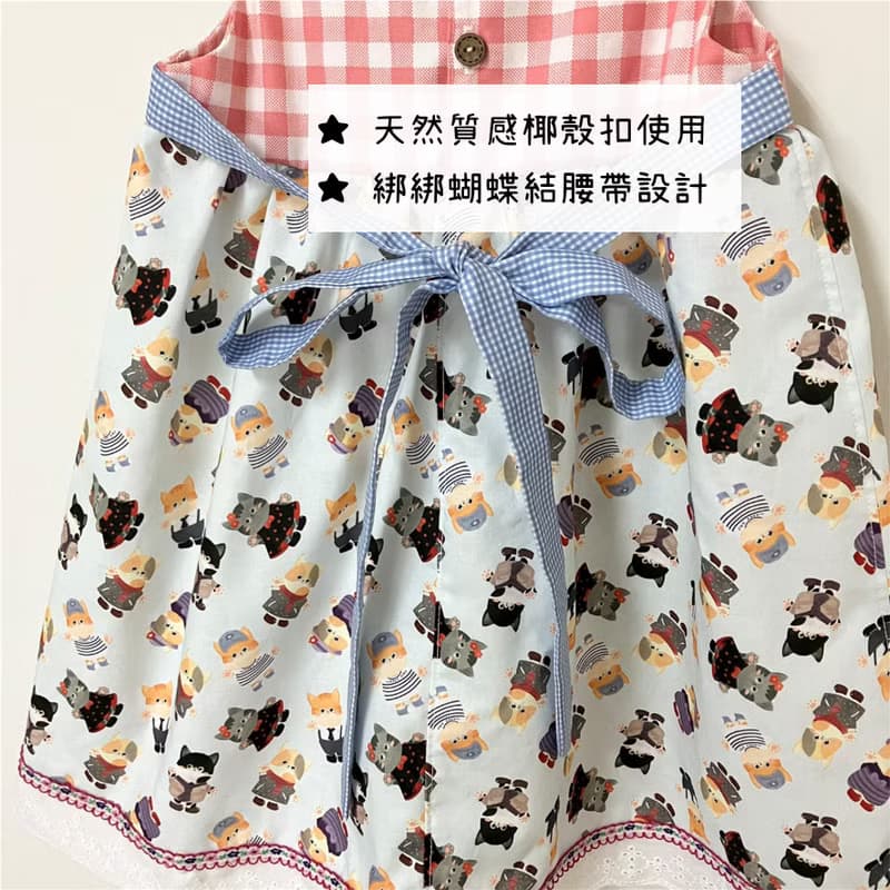 跳舞貓咪 撞色重工拼接  細節控 手工洋裝 女童洋裝