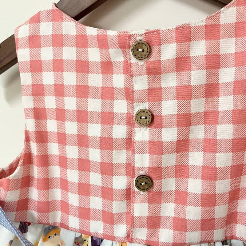 跳舞貓咪 撞色重工拼接  細節控 手工洋裝 女童洋裝