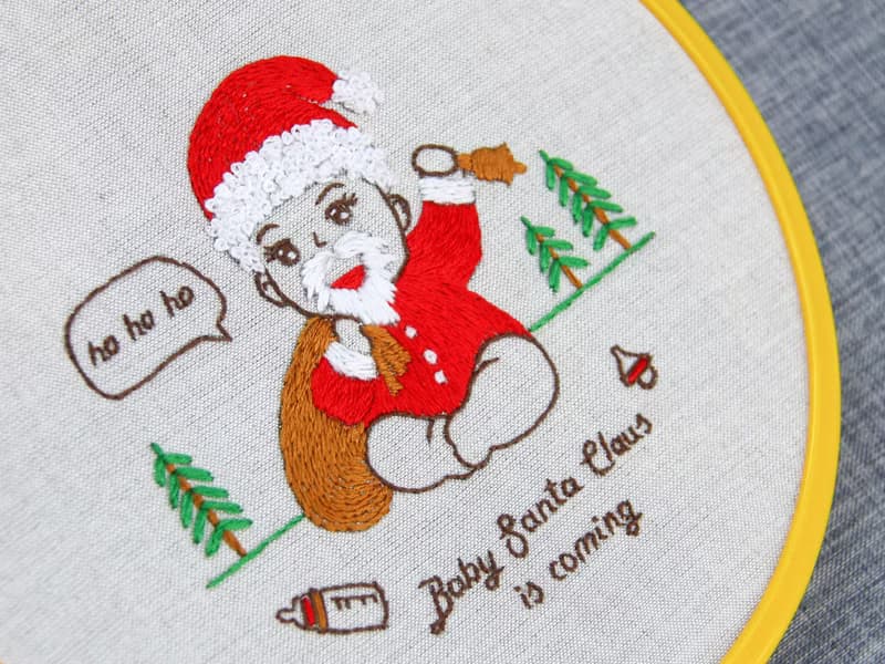 【數位】小聖誕老人手工刺繡 PDF 圖案下載聖誕禮物創意