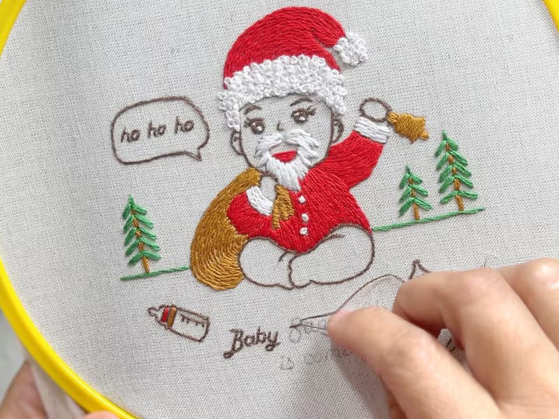 【數位】小聖誕老人手工刺繡 PDF 圖案下載聖誕禮物創意