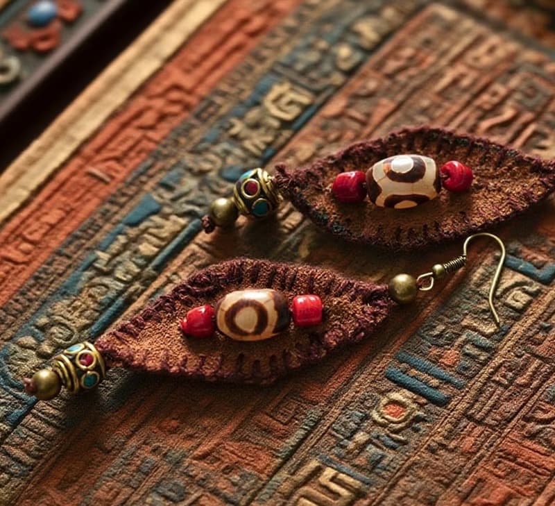 【古典松石天珠】新中式復古藏風 925純銀耳飾