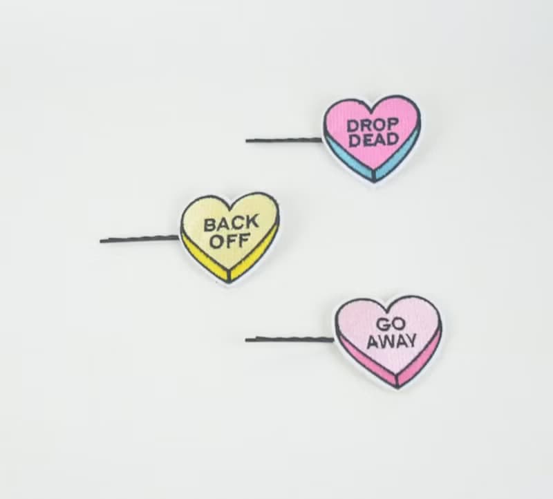 Rude Hearth Shaped Hair Clip Kawaii Cute Children Retro Geek Nerd Fun Gift