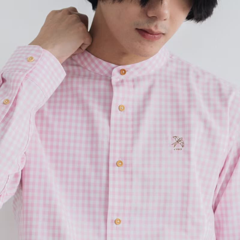 (SIZE M) SWALLOW // pink white check // men straight fit