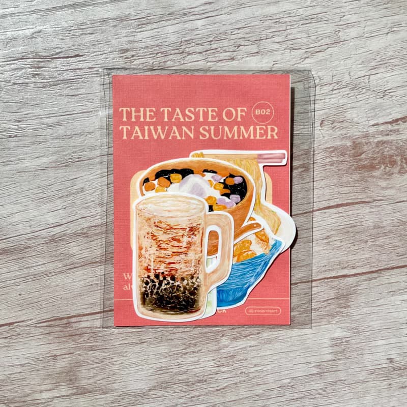 防水貼紙組 插畫-台灣小吃 珍奶 夏天 防水貼紙 行李箱 安全帽