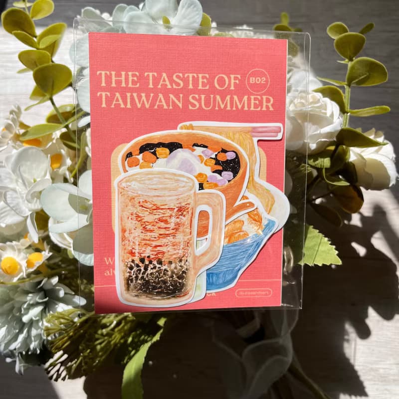 防水貼紙組 插畫-台灣小吃 珍奶 夏天 防水貼紙 行李箱 安全帽