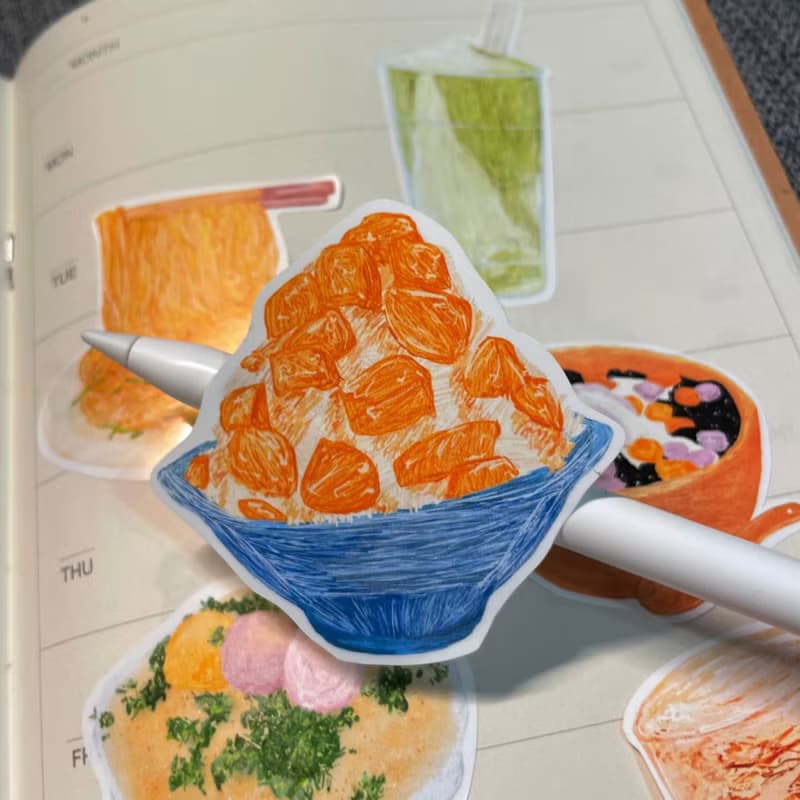 防水貼紙組 插畫-台灣小吃 珍奶 夏天 防水貼紙 行李箱 安全帽