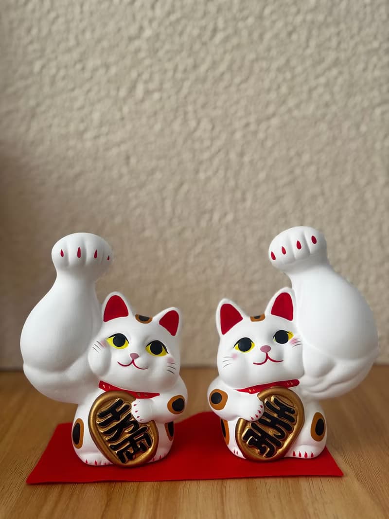 龍虎作 | 大隻小判招財貓 大 白色