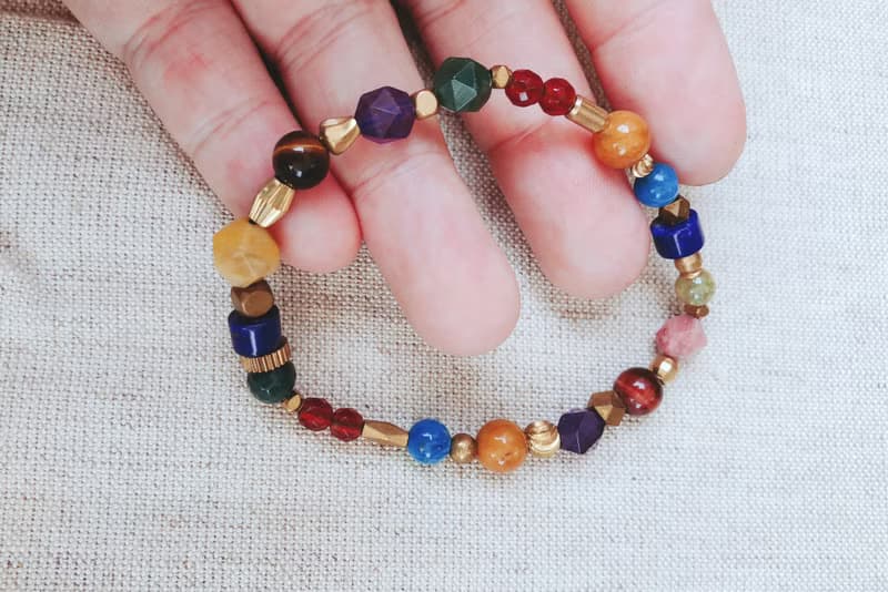 天然石x黃銅手鍊-多彩寶石