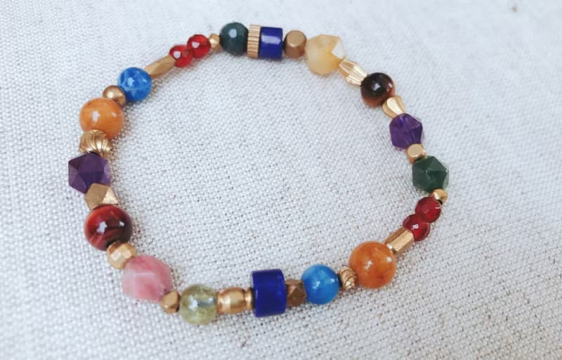 天然石x黃銅手鍊-多彩寶石