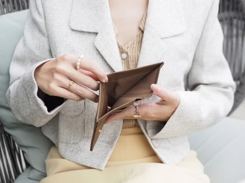 Hannah (Walnut brown) : Small leather short wallet, folded wallet, Slim