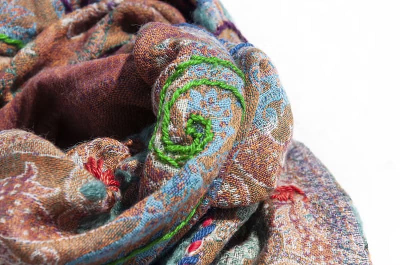 喀什米爾Cashmere/水煮羊毛披肩/針織圍巾/刺繡圍巾/羊絨披巾-花