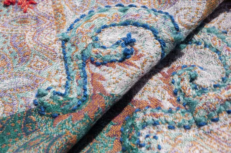 喀什米爾Cashmere/水煮羊毛披肩/針織圍巾/刺繡圍巾/羊絨披巾-花
