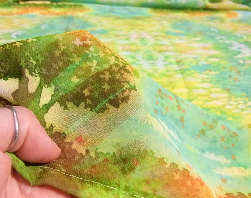 二週間【The sky dyed in osmanthus】水彩画シフォンストール　スカーフ　金木犀　桂花　誕生日プレゼント　母の日　男性への贈り物　クリスマス