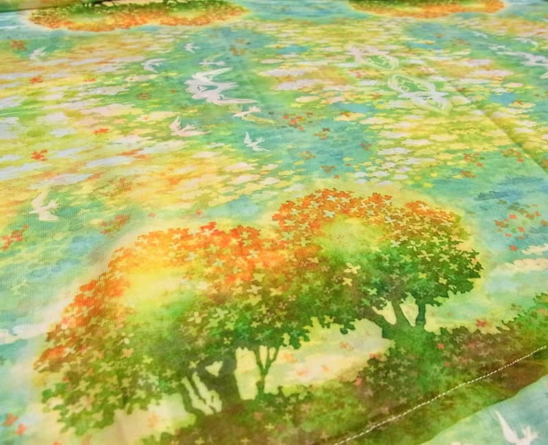 二週間【The sky dyed in osmanthus】水彩画シフォンストール　スカーフ　金木犀　桂花　誕生日プレゼント　母の日　男性への贈り物　クリスマス