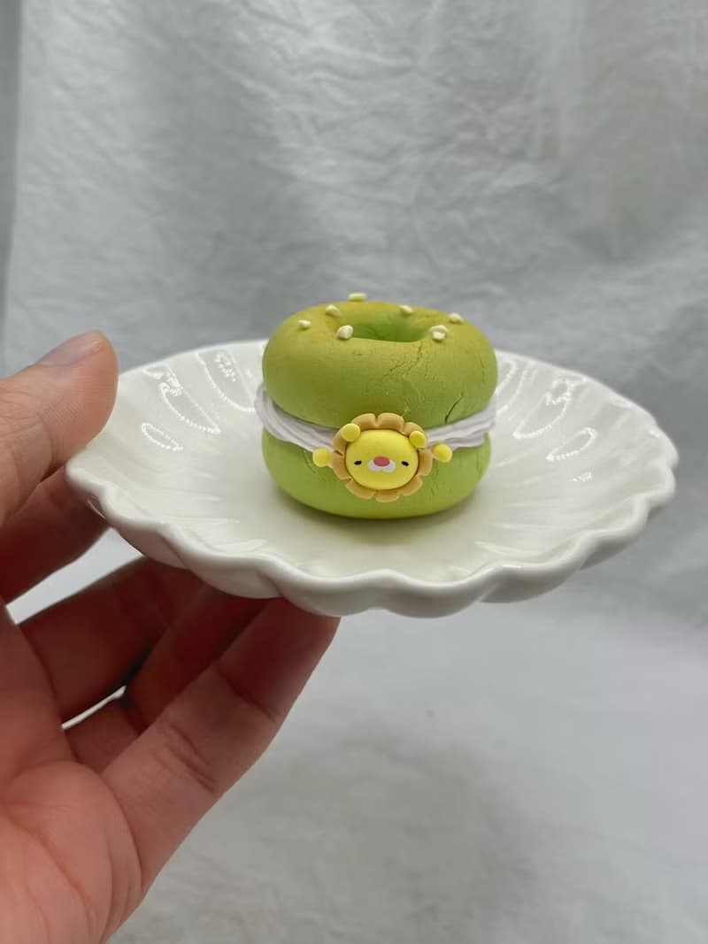 【玫泥手作】小獅夾心貝果牙刷座/牙籤座/乾燥花/擺飾