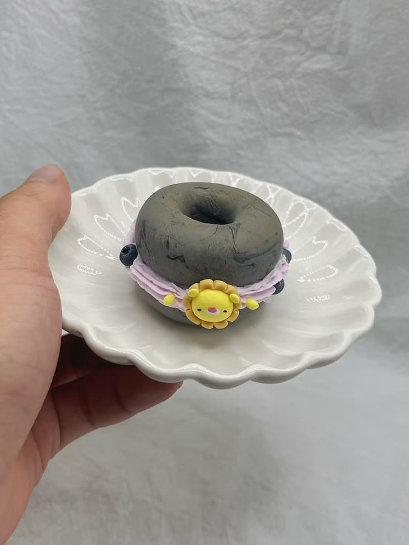【玫泥手作】小獅夾心貝果牙刷座/牙籤座/乾燥花/擺飾
