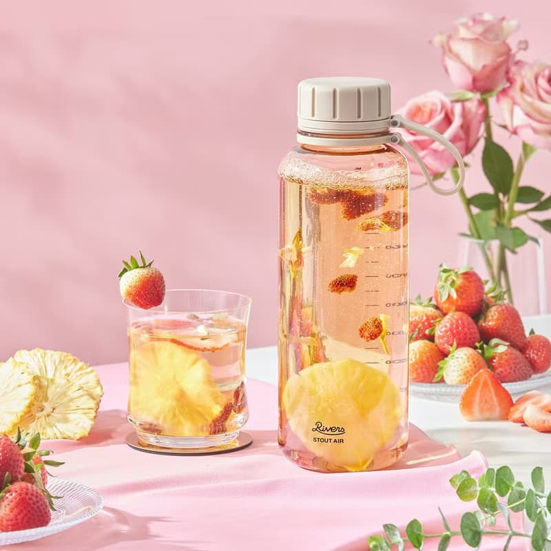 【輕盈補水組】日本Rivers隨行瓶1000ml+果乾水5盒(贈濾茶器)