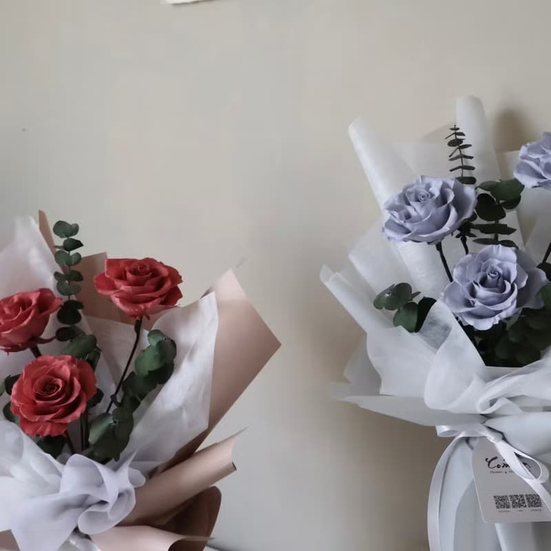 情人節日本大玫瑰花束 兩色 玫紅玫瑰 藍紫玫瑰 生日 週年禮物