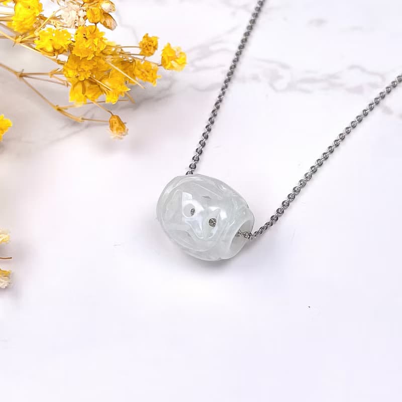 【萬事亨通】冰種翡翠雕花路路通項鍊 | 天然緬甸玉翡翠A貨 |送禮