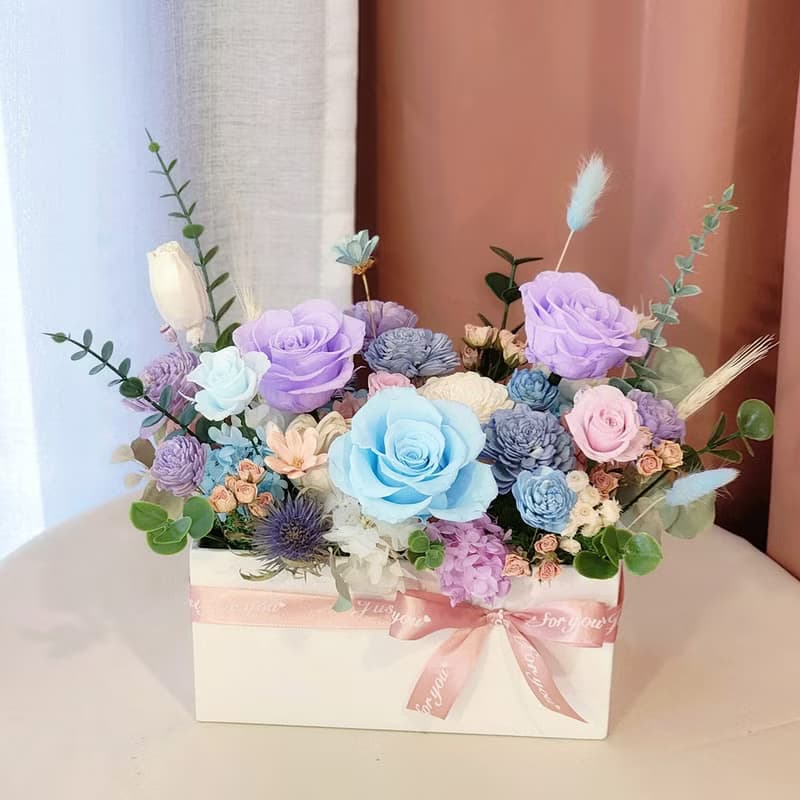 T57藍紫色系盆花 / 永生花桌花 乾燥花桌花