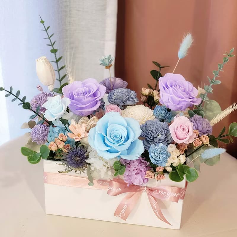 T57藍紫色系盆花 / 永生花桌花 乾燥花桌花