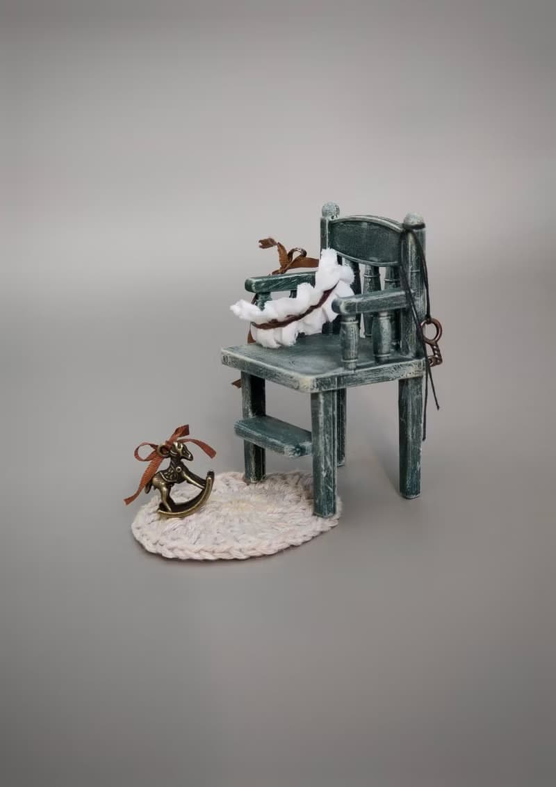 Miniature teddy bear with accessories Cute toy in vintage style