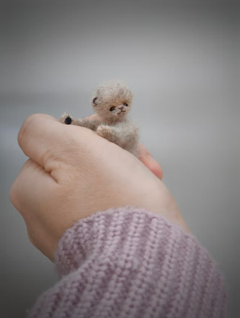 Miniature teddy bear with accessories Cute toy in vintage style