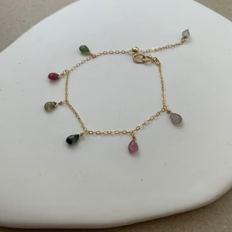 14KGF 水滴糖果碧璽手鍊