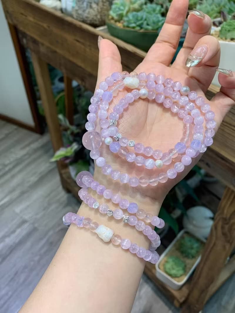 拉絲貓眼小狐仙 仙氣飄飄 精品天然紫鋰灰多圈手鏈貓眼紫鋰輝夏日