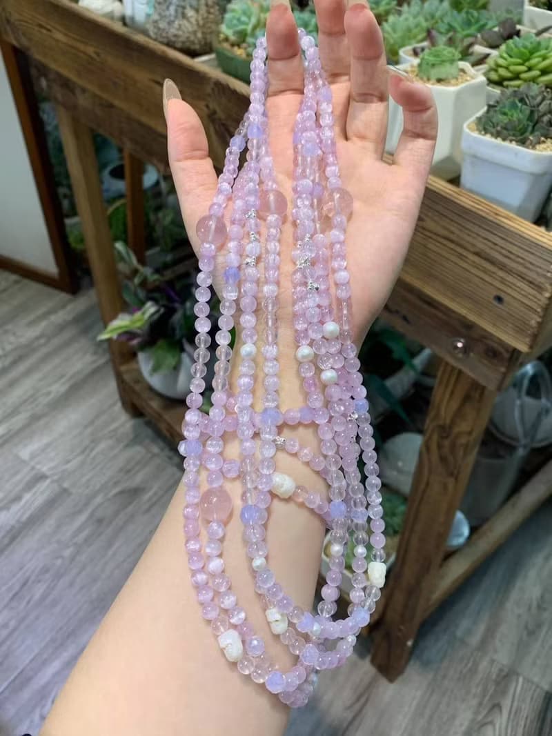 拉絲貓眼小狐仙 仙氣飄飄 精品天然紫鋰灰多圈手鏈貓眼紫鋰輝夏日