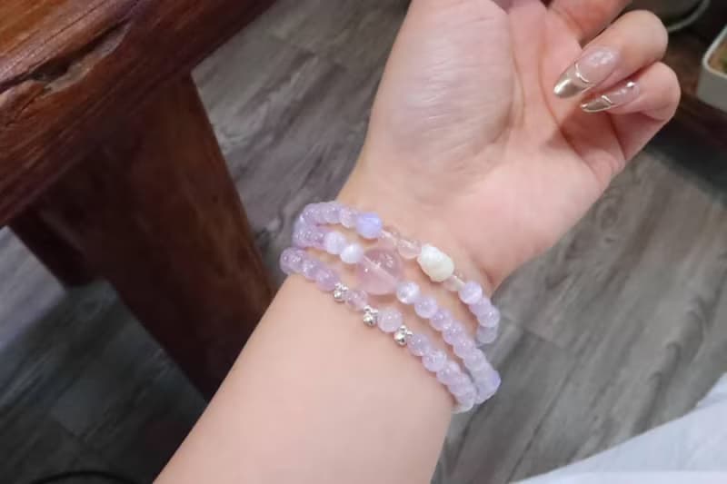 拉絲貓眼小狐仙 仙氣飄飄 精品天然紫鋰灰多圈手鏈貓眼紫鋰輝夏日