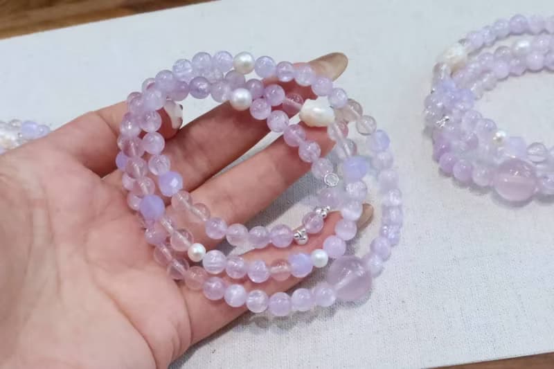 拉絲貓眼小狐仙 仙氣飄飄 精品天然紫鋰灰多圈手鏈貓眼紫鋰輝夏日