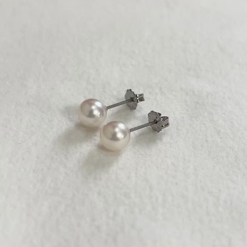 チタン 一粒 パールピアス あこや真珠 7-7.5ミリ/7.5-8ミリ/8-8.5ミリ 国産 本真珠 スタッドピアス