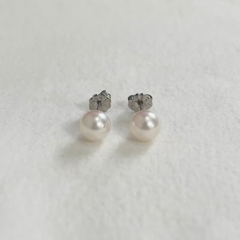 チタン 一粒 パールピアス あこや真珠 7-7.5ミリ/7.5-8ミリ/8-8.5ミリ 国産 本真珠 スタッドピアス