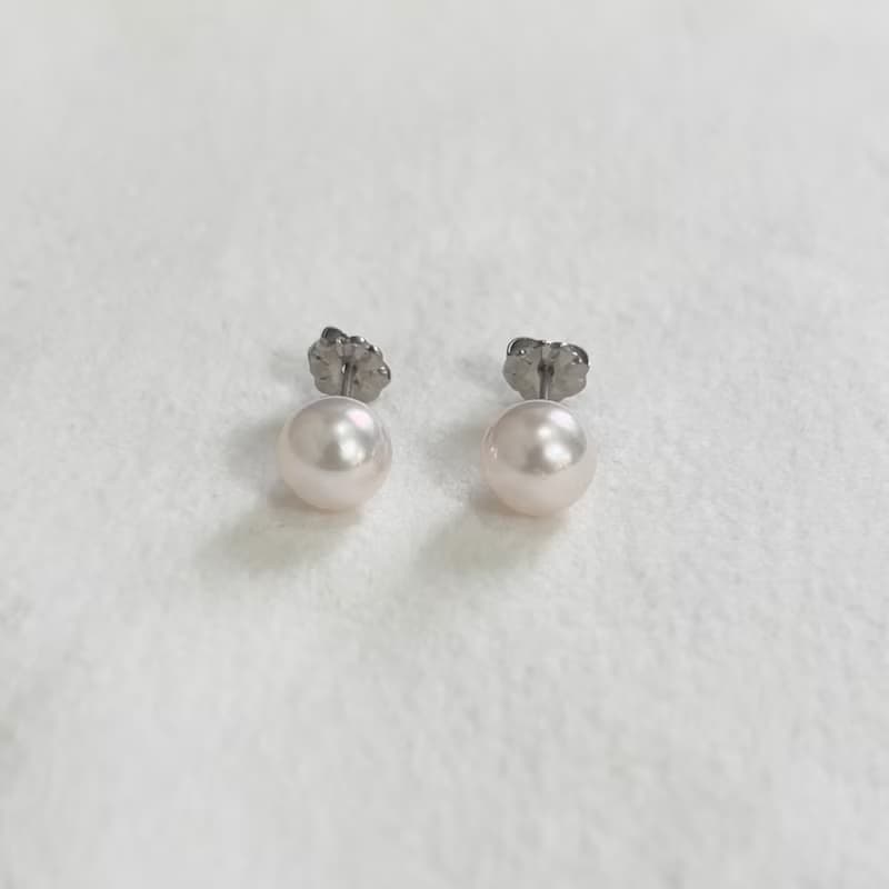 チタン 一粒 パールピアス あこや真珠 7-7.5ミリ/7.5-8ミリ/8-8.5ミリ 国産 本真珠 スタッドピアス
