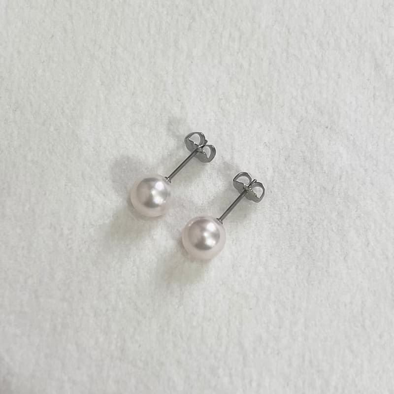 チタン 一粒 パールピアス あこや真珠 7-7.5ミリ/7.5-8ミリ/8-8.5ミリ 国産 本真珠 スタッドピアス