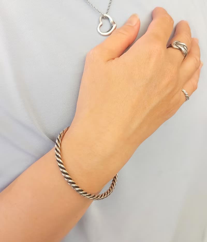 +經典極簡+925純銀飾 雙線麻花扭結編織手環 男女皆可 可訂製手圍