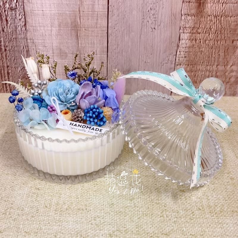 水晶蒙古包永生花香氛蠟燭
