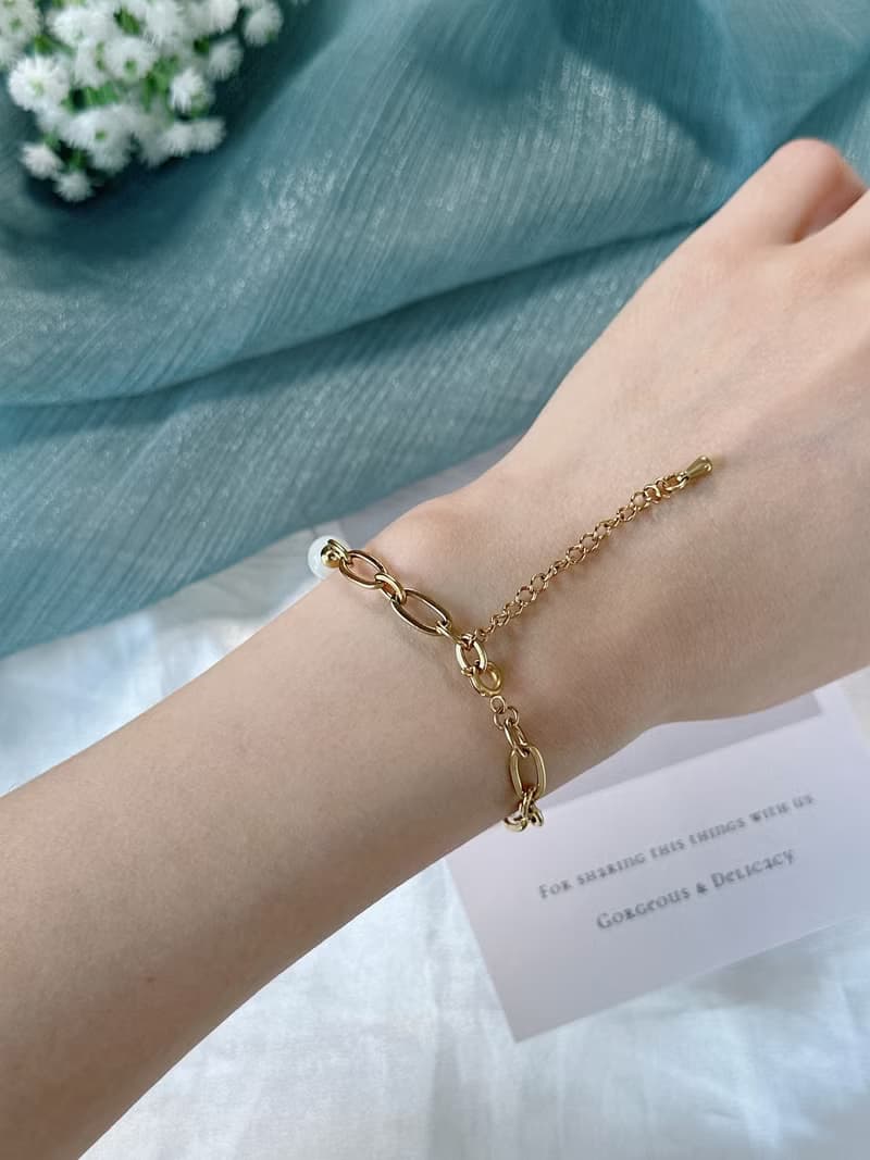 暖陽 太陽骨幹水晶手鍊 - 18K金醫療鋼/黃金太陽骨幹/月光