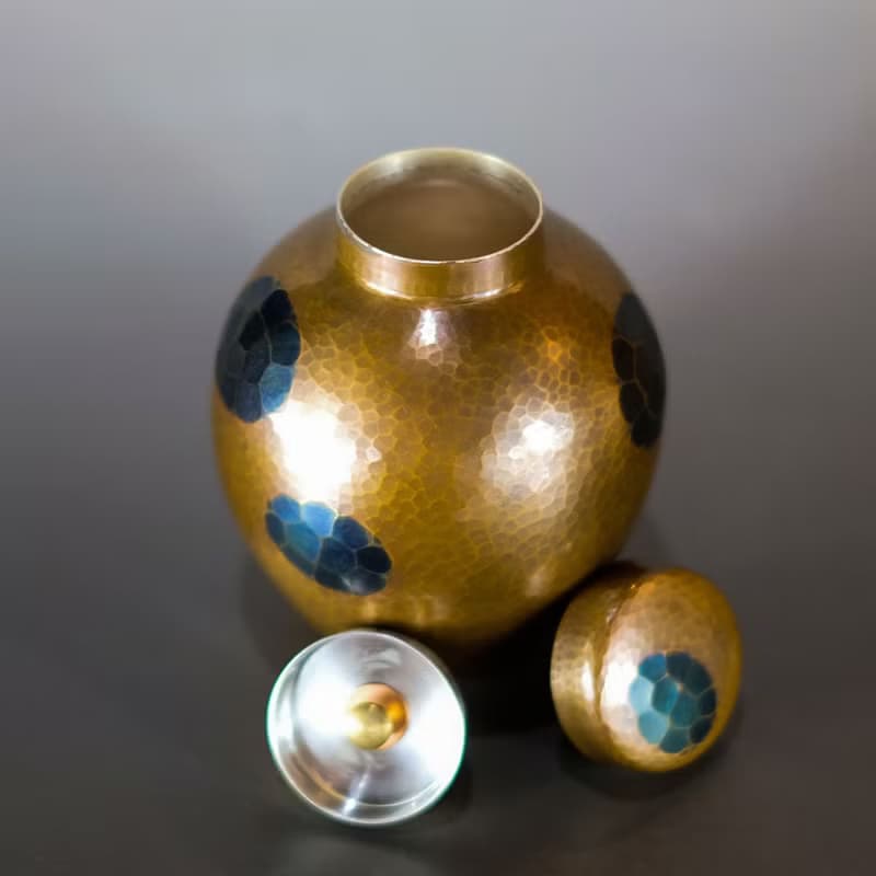 日本古美術 人間國寶【玉川堂】龜甲紋 甕型茶倉