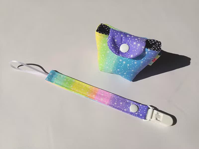 奶嘴夾 奶嘴收納袋 組合 星空彩虹/A